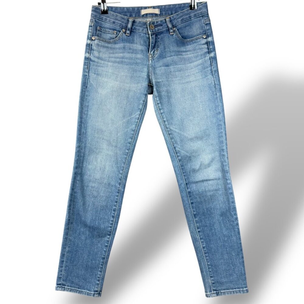 Uniclo Jeans Womens Sz 22" Mid-Rise Slim Tapered Blue Medium Wash Stretch Denim
